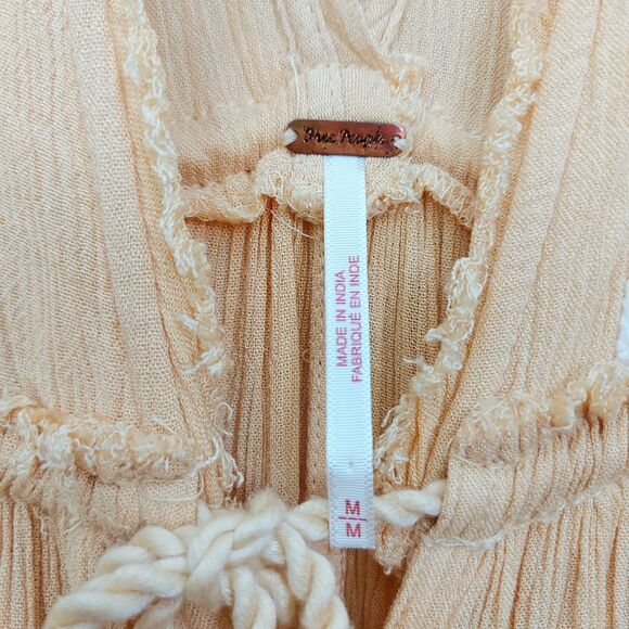 Free People Midi Dress Medium Cream Bali Will Wait For You Bohemian Embroidered - Picture 11 of 12